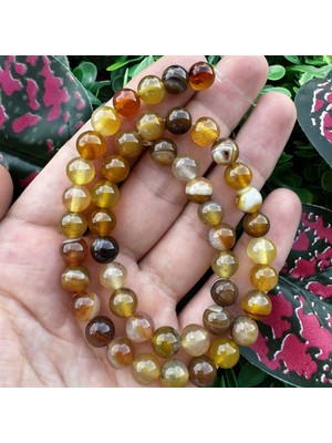 Küre Sarı-Kahve Akik Taşı 8 mm