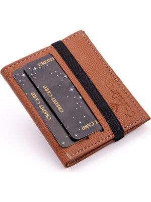 Tesbihkenti Lastikli Açık Kahve Renk Kartlık Cüzdan