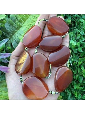 Oval Yamuk Karnelyan Akik Taşı 30X40 mm