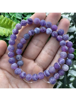 Mat Küre Mor Beyaz Akik Taşı 8 mm