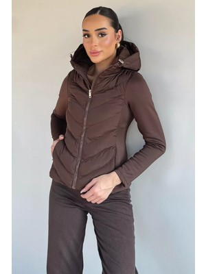 Gülseli Kadın Kapüşonlu Iç Astarlı Kapitoneli Mont P-00019881