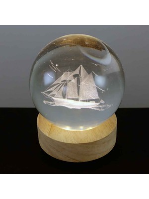 Evimdeyokyok Gemi Motifli USB Li Cam Küre