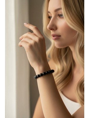Taş Uzmanı Premium Hakiki Siyah Inci Bileklik, Doğal Gerçek Siyah Inci Bileklik , Siyah Barok Gerçek Inci