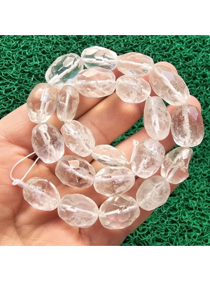 Faset Silindir Kristal Kuvars Taşı 14X18 mm