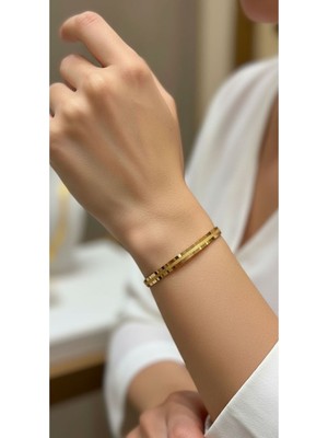 Kuyumcu Nurettin 8 gr (Gram) Ortası Simli Çöp Bilezik Yatırımlık Işçiliksiz 22 Ayar Altın