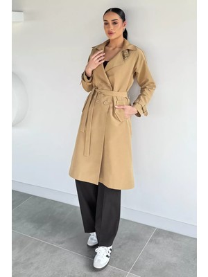 Gülseli Kadın Iç Astarlı Bel Kuşak Detaylı Trençkot P-00019234