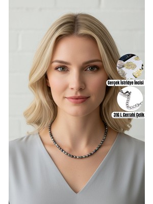 Taş Uzmanı Arpa Şekilli Siyah Gerçek Istridye Incisi, Doğal Gerçek Siyah Inci Kolye, Siyah Barok Gerçek Inci