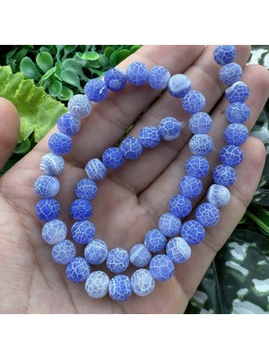 Mat Küre Lacivert Beyaz Akik Taşı 8 mm