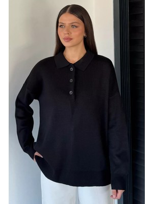 Gülseli Kadın Yarım Düğmeli Triko Kazak P-00018996