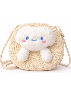 Selvira Kız Çocuk Hasır Omuz Çantası – Sevimli Figürlü, Askılı Mini Çanta, Günlük Kullanım, Hafif ve Dayanıklı