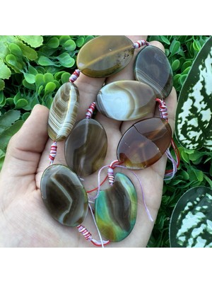 Oval Yamuk Kahve Mix Akik Taşı 30X40 mm