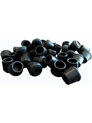 8622E Sandalye Ayağı Kapağı, 2,5 cm Iç Çap, Kauçuk, 40 Adet, Siyah