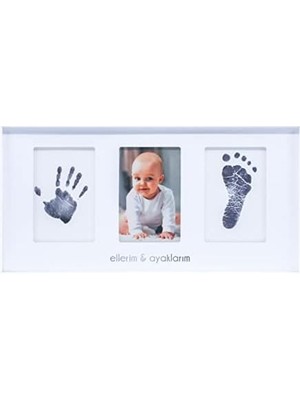 Yenidoğan Bebek El ve Ayak Izi Fotoğraf Çerçevesi Seti - Mürekkepsiz Baskı Kiti ile Birlikte