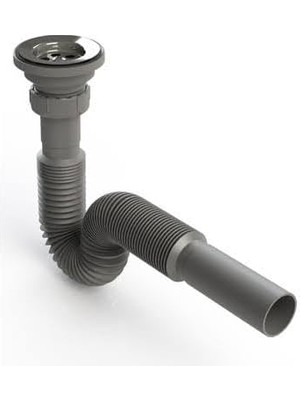 Donau Lüx Paslanmaz Gri Lavabo ve Evye Sifonu 32 mm Çıkışlı