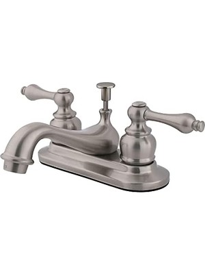 KB608AL Restorasyon 4 Inç Lavabo Bataryası, Fırçalanmış Nikel