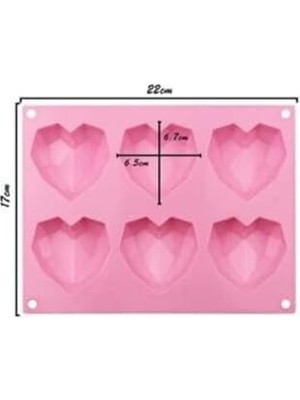 Silikon Kalp Çikolata Kalıbı, Mum ve Sabun Kalıbı 6'li ECMELNM734