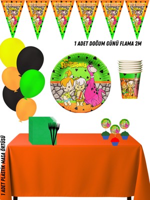 Taş Devri Çakıl Bam Bam 8 Kişilik Doğum Günü Parti Süsleri Seti