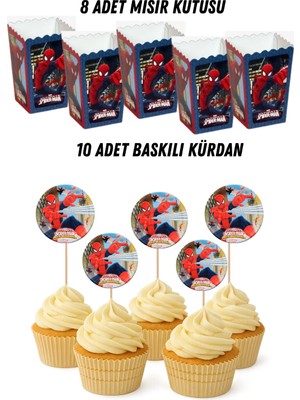 Örümcek Adam Temalı Doğum Günü Mısır Kutusu Baskılı Kürdan Seti