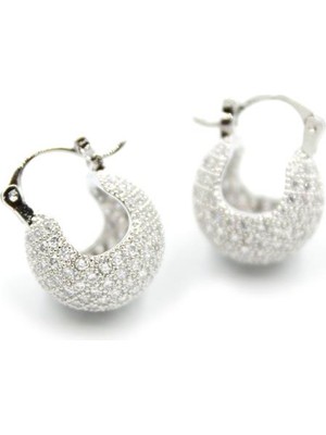 ModaSize Taşlı Top Küpe - Gümüş