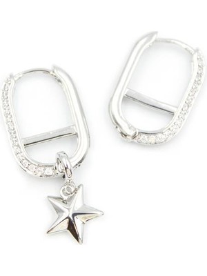 ModaSize Halka Yıldız Küpe - Gümüş