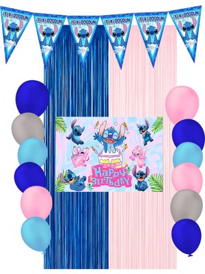 Stitch & Angel Doğum Günü Parti Malzemeleri Süsleri Mixxi Set