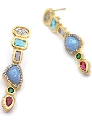 ModaSize Taşlı Vip Küpe - Altın