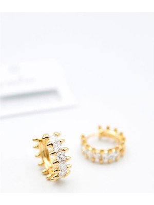 ModaSize Taşlı Halka Küpe - Altın