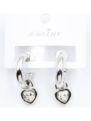 ModaSize Kalp Halka Küpe - Beyaz