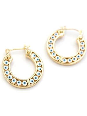 ModaSize Halka Nazar Küpe - Altın