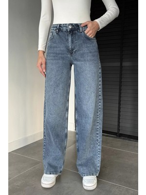 Gülseli Kadın Yüksek Bel Palazzo Jean Kot Pantolon P-00018894