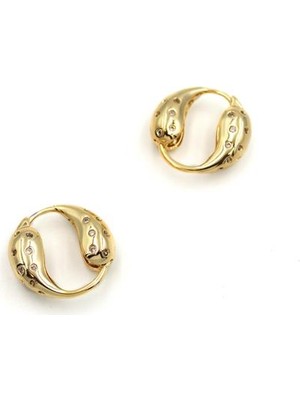 ModaSize Taşlı Halka Küpe - Altın