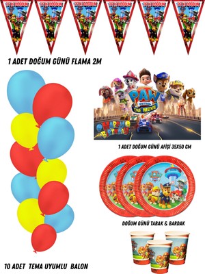 Paw Patrol Ryder 8 Kişilik Doğum Günü Parti Malzemeleri Süsleri Partymix
