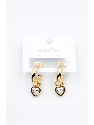 ModaSize Kalp Halka Küpe - Beyaz