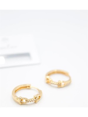 ModaSize Taşlı Halka Küpe - Altın