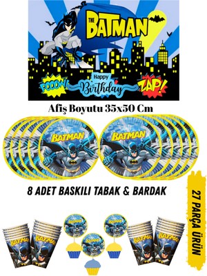 Batman Betmen Temalı Doğum Günü Tabak , Bardak , Afiş Seti
