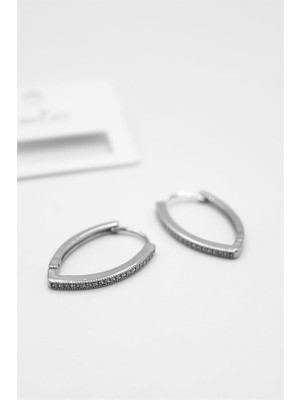 ModaSize Oval Halka Küpe - Gümüş