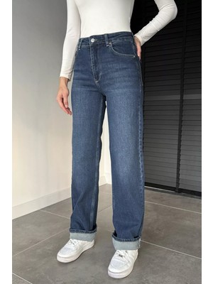 Gülseli Kadın Yüksek Bel Palazzo Jean Kot Pantolon P-00018894
