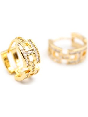 ModaSize H Taşlı Küpe - Altın