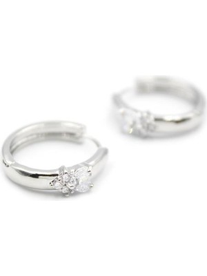 ModaSize Kalp Halka Küpe - Beyaz