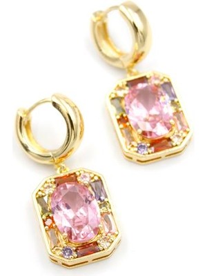 ModaSize Taşlı Küpe - Pembe