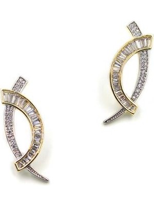 ModaSize Kıvrımlı Taşlı Küpe - Altın