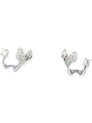 ModaSize Gümüş Iğneli Yaprak Küpe - Gümüş