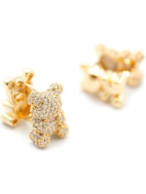 ModaSize Taşlı Ayıcık Küpe - Altın