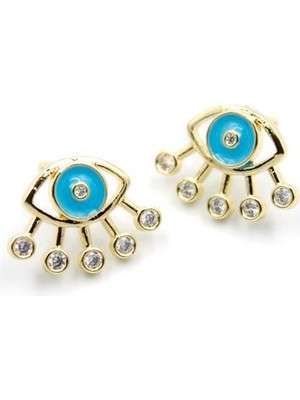ModaSize Mineli Göz Küpe - Turkuaz