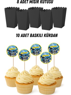 Batman Betmen Temalı Doğum Günü Mısır Kutusu Baskılı Kürdan Seti