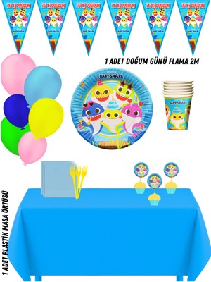 Baby Shark 24 Kişilik Doğum Günü Parti Süsleri Seti