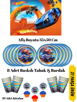 Hotwhels Ateşli Tekerler Temalı Doğum Günü Tabak , Bardak , Afiş Seti