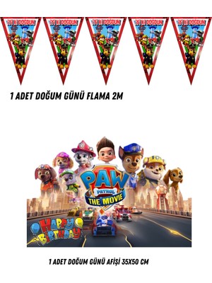 Paw Patrol Karakter Tema Uyumlu Afiş Flama Set 35X50 cm