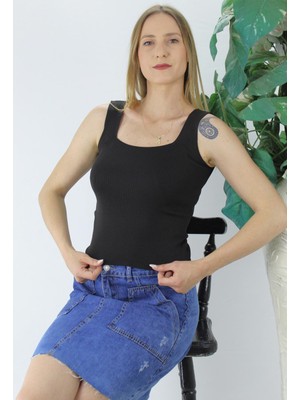 Egecen Kare Yaka Triko Atlet Siyah - LKS1230.28