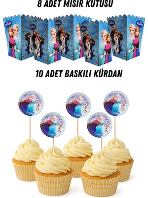 Frozen Elsa Temalı Doğum Günü Mısır Kutusu Baskılı Kürdan Seti